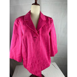Women’s Chico's One-Button Textured Blazer Jacket Size 0.5 Bright Pink EUC